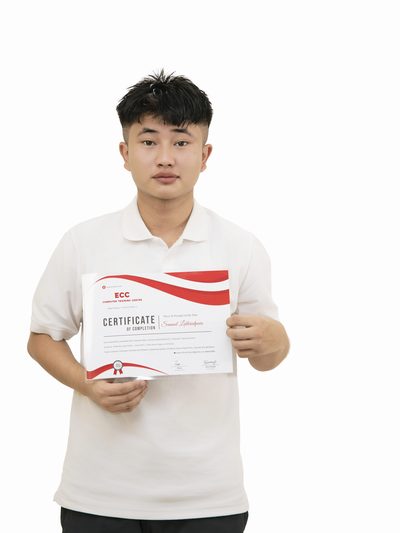 ECC graduate with completion certificate